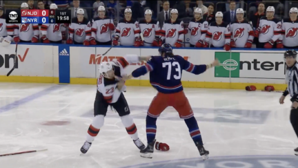 Matt Rempe and Kurtis MacDermid fight